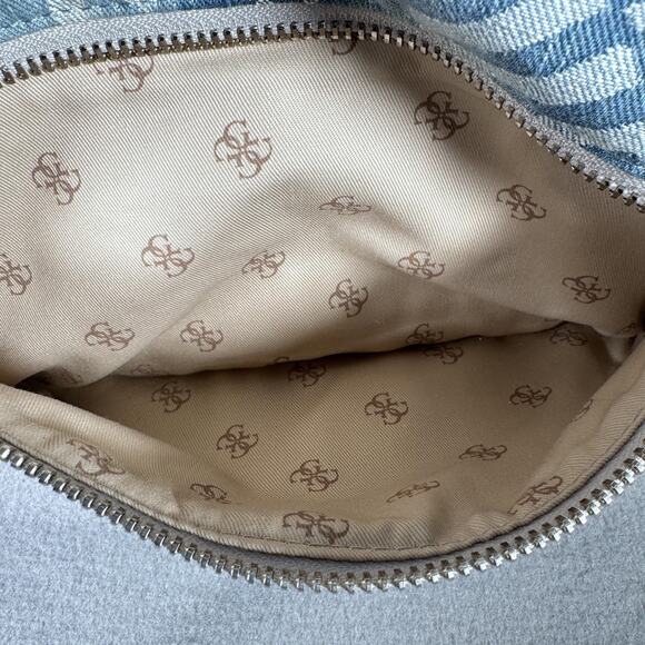 Guess Mini Backpack Purse Blue Denim Silver Trim Logo Los Angeles DY699433 - Picture 7 of 12